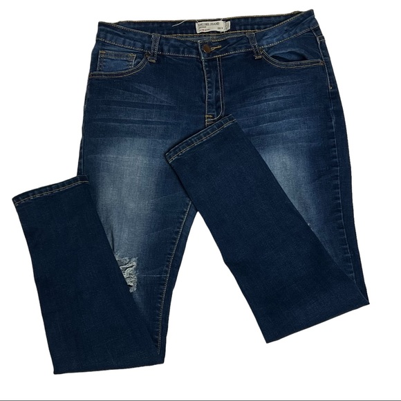 Encore Jeans Women Juniors Ripped Distressed Skinny Blue Denim Jeans Size 13 - Picture 3 of 6